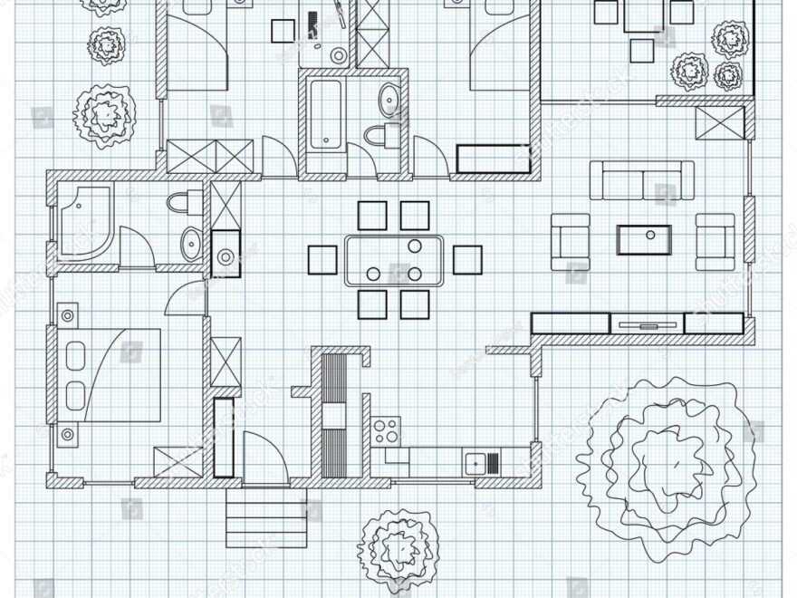 Black White Floor Plan Sketch House Stock Vector Royalty Free 246621421 Shutterstock
