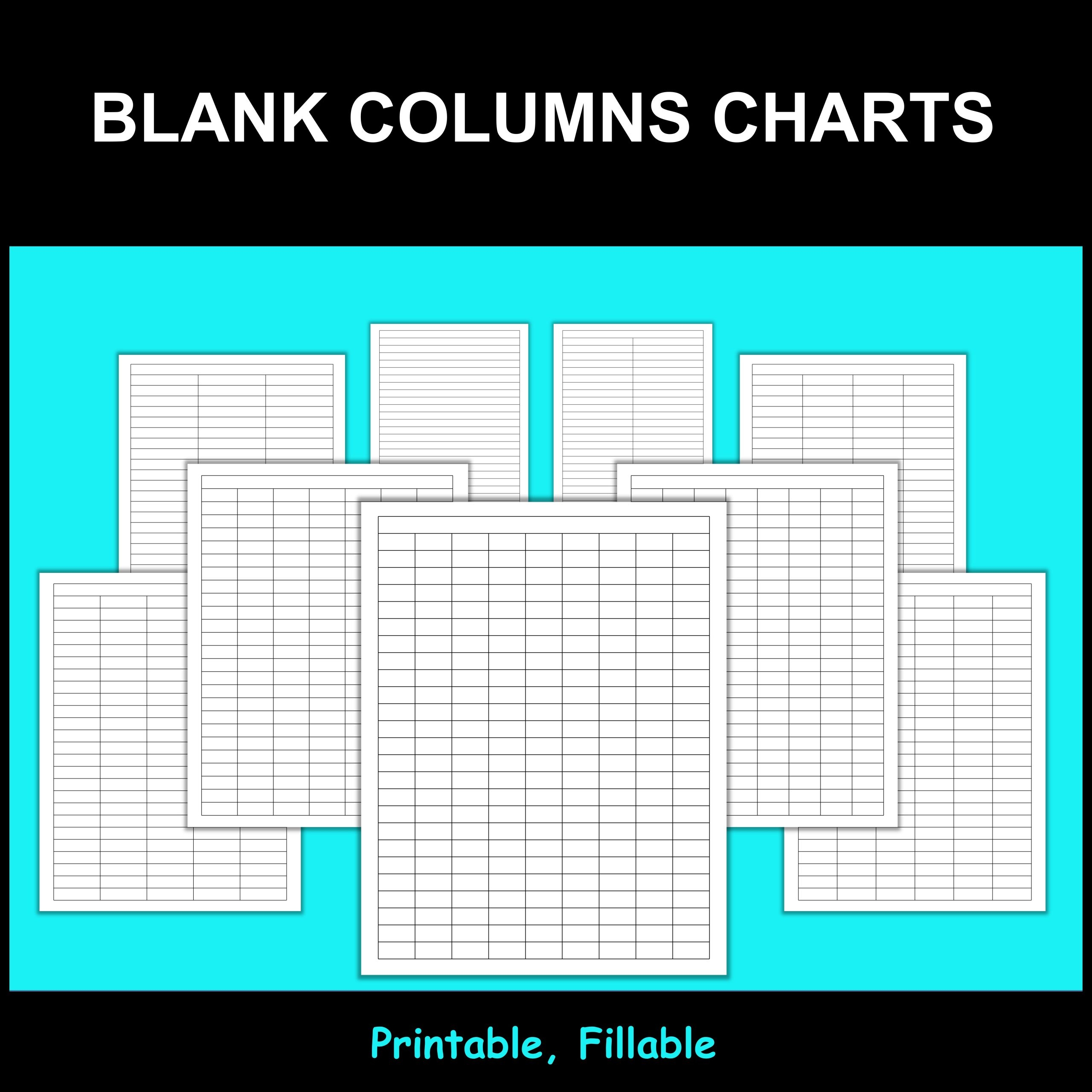 Blank Columns Charts Fillable Printable Table Worksheets Customizable Made By Teachers