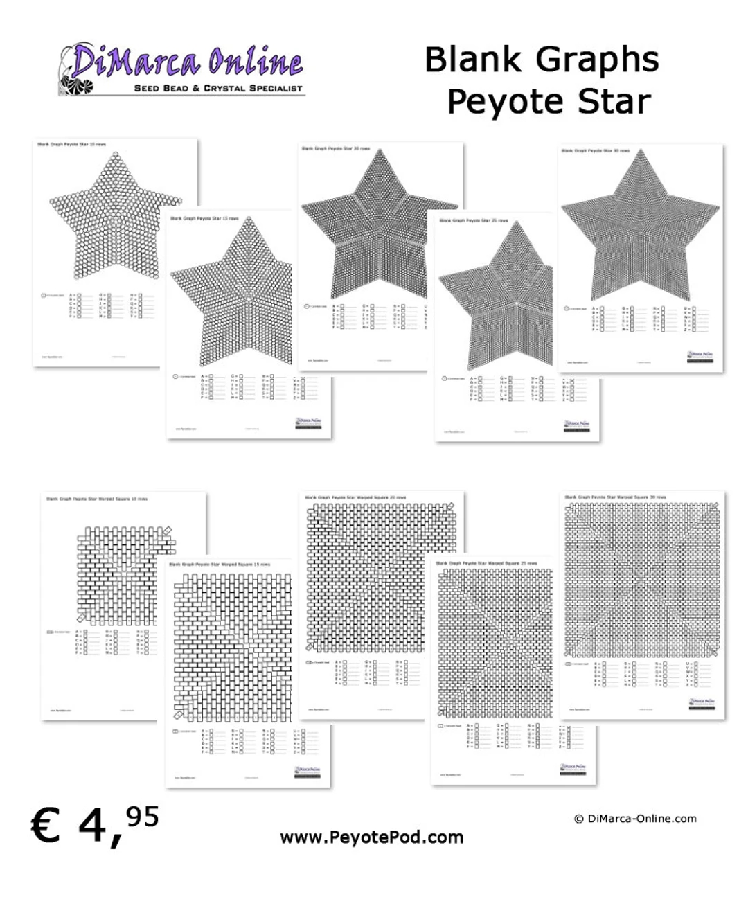 Blank Graphs PEYOTE STAR Etsy