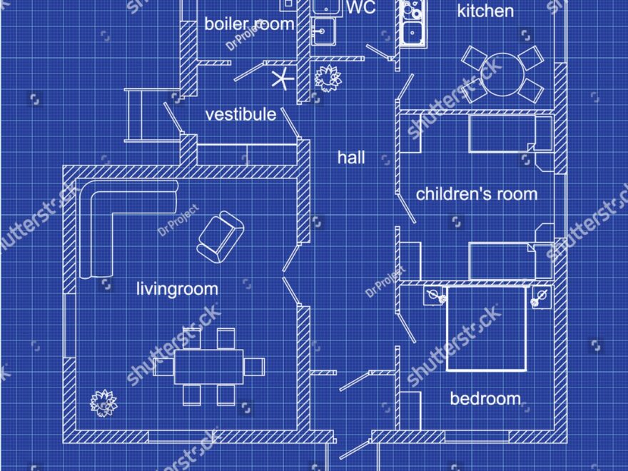 Blueprint Floor Plan Modern Apartment On Stock Vector Royalty Free 398367595 Shutterstock