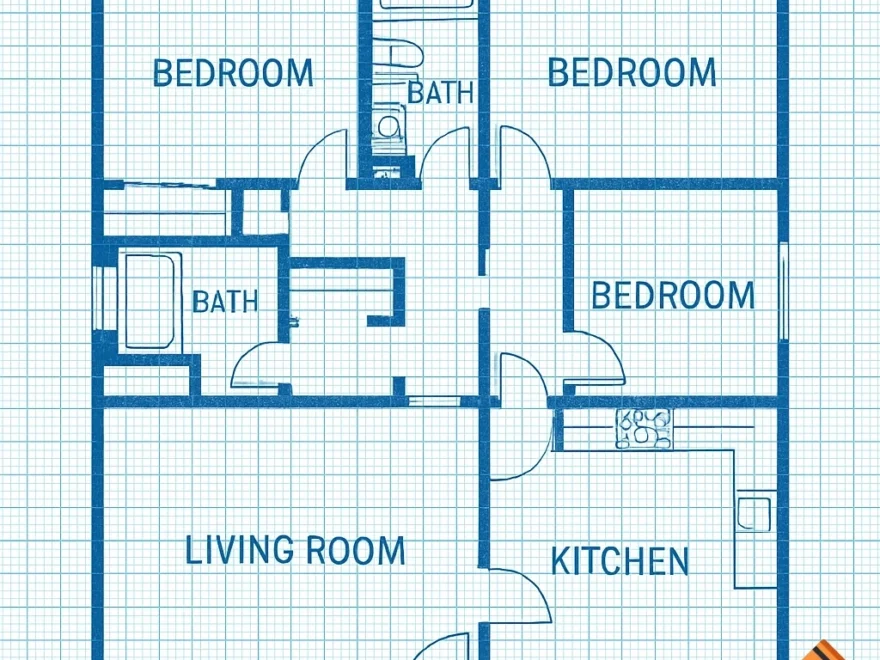 Blueprint Style House Floor Plan On Graph Paper With Labels For Rooms On Craiyon