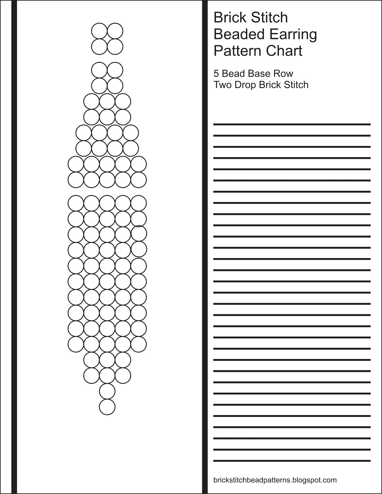 Brick Stitch Bead Patterns Journal 5 Bead Base Row 2 Drop Blank Round Beaded Earring Pattern Chart