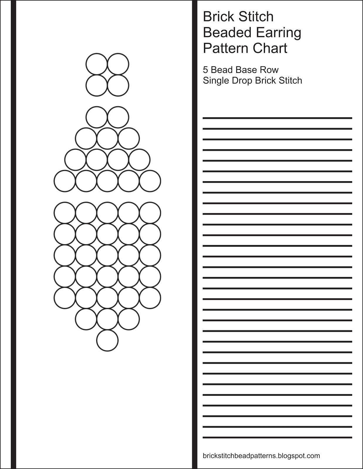 Brick Stitch Bead Patterns Journal 5 Bead Base Row Blank Beaded Earring Pattern Chart