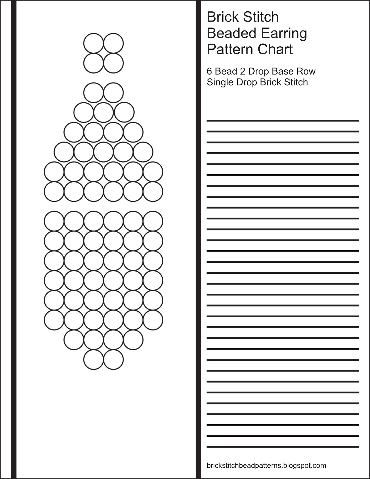 Brick Stitch Bead Patterns Journal 6 Bead 2 Drop Base Row Blank Beaded Earring Pattern Chart Brick Stitch Bead Patterns Journal 6 Bead 2 Drop Base Row Blank Beaded Earring Pattern Chart