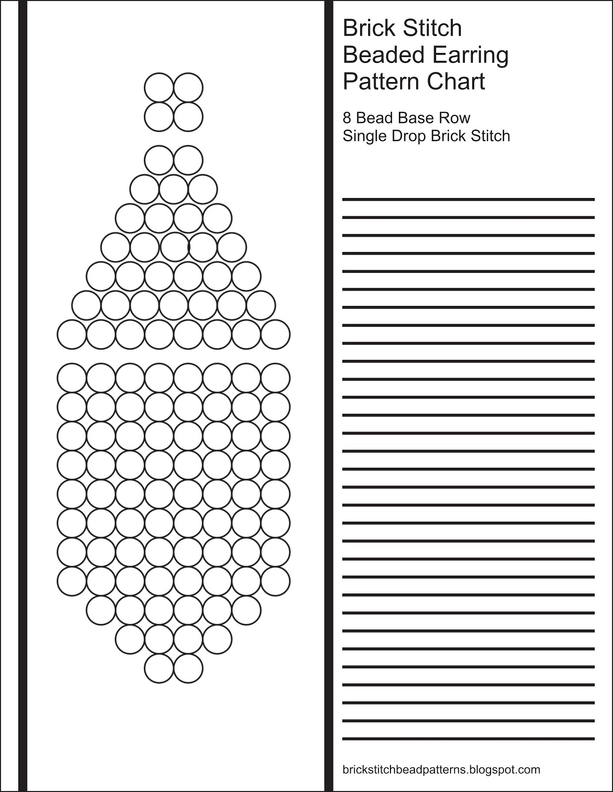 Brick Stitch Bead Patterns Journal 8 Bead Base Row Blank Beaded Earring Pattern Chart