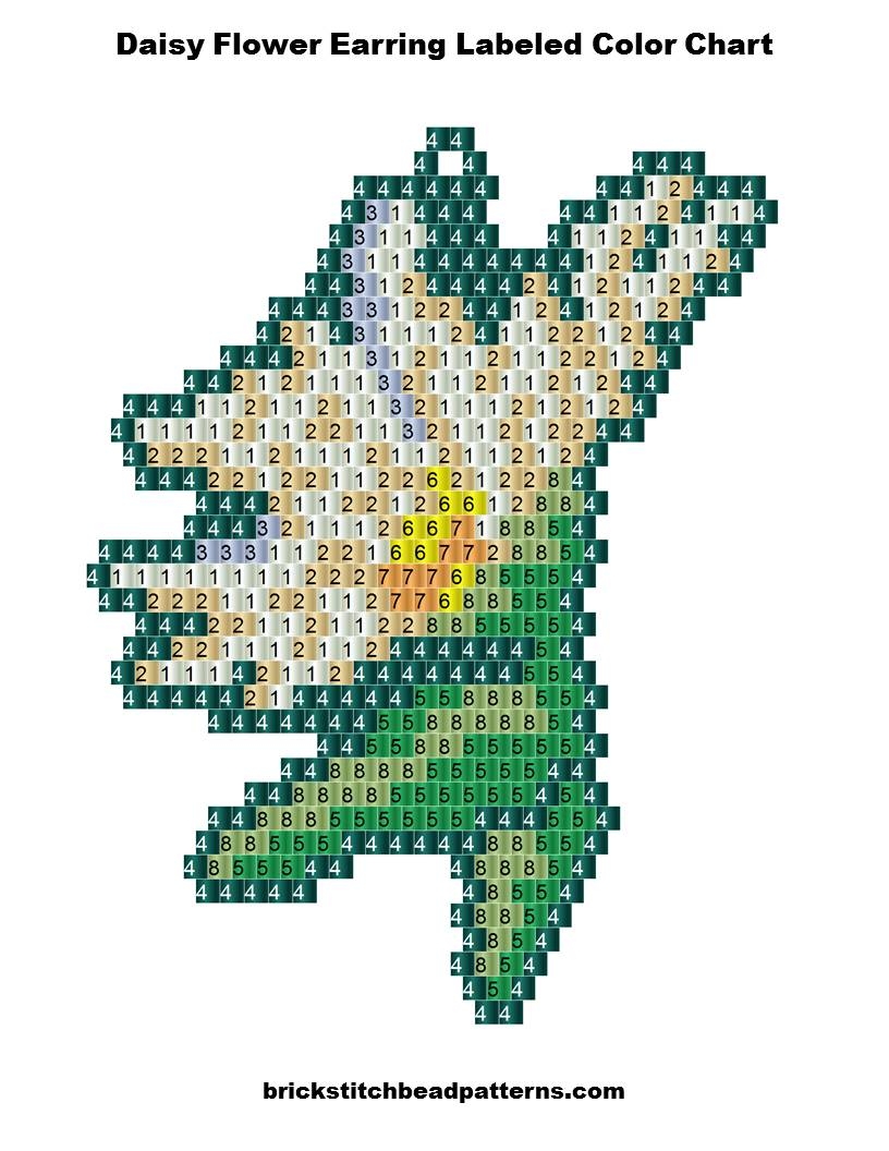 Brick Stitch Bead Patterns Journal Free Daisy Flower Earring Brick Stitch Or Peyote Stitch Seed Bead Pattern No 707