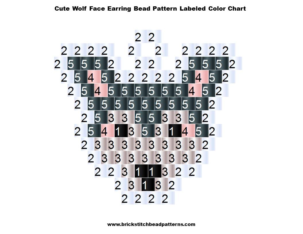 Brick Stitch Bead Patterns Journal Free Wolf Face Cute Animal Earring Seed Bead Pattern No 613