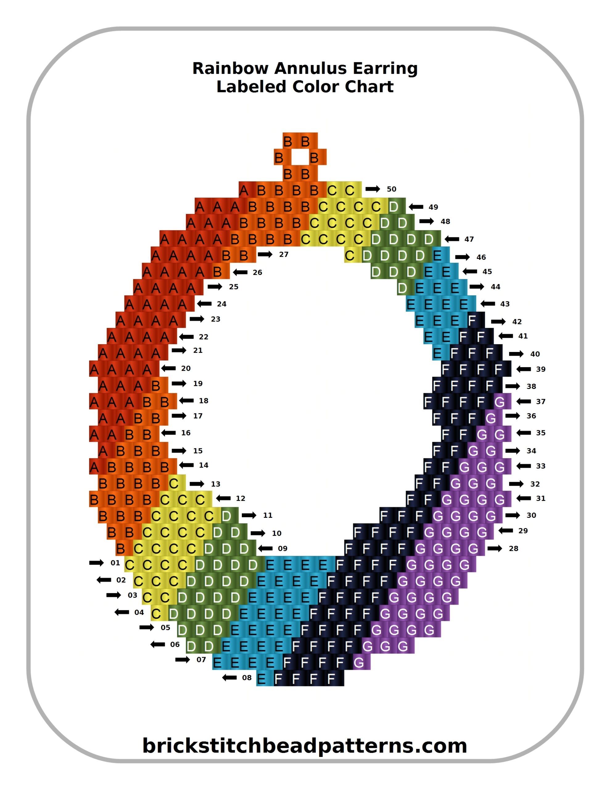 Brick Stitch Bead Patterns Journal Rainbow Annulus Earring Free Brick Stitch Seed Bead Pattern No 394