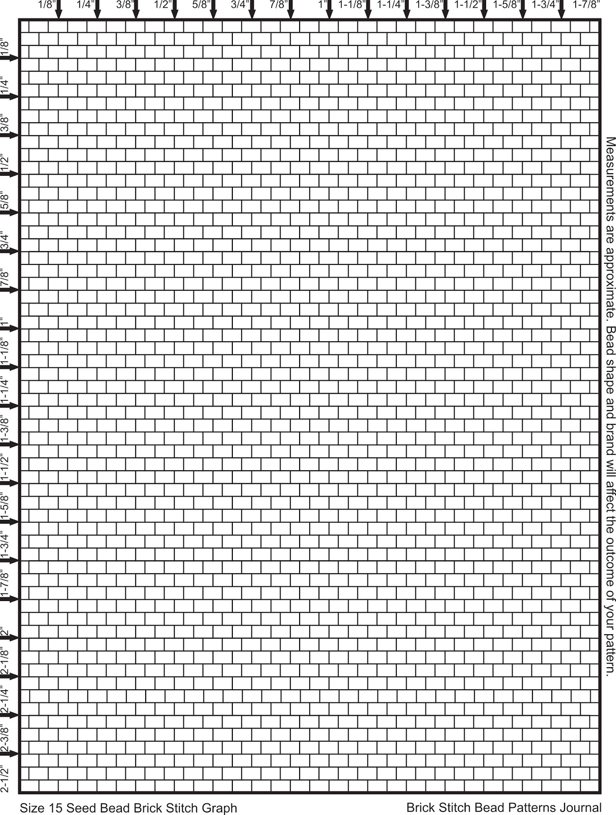 Brick Stitch Bead Patterns Journal Size 15 Seed Bead Brick Stitch Graph Paper