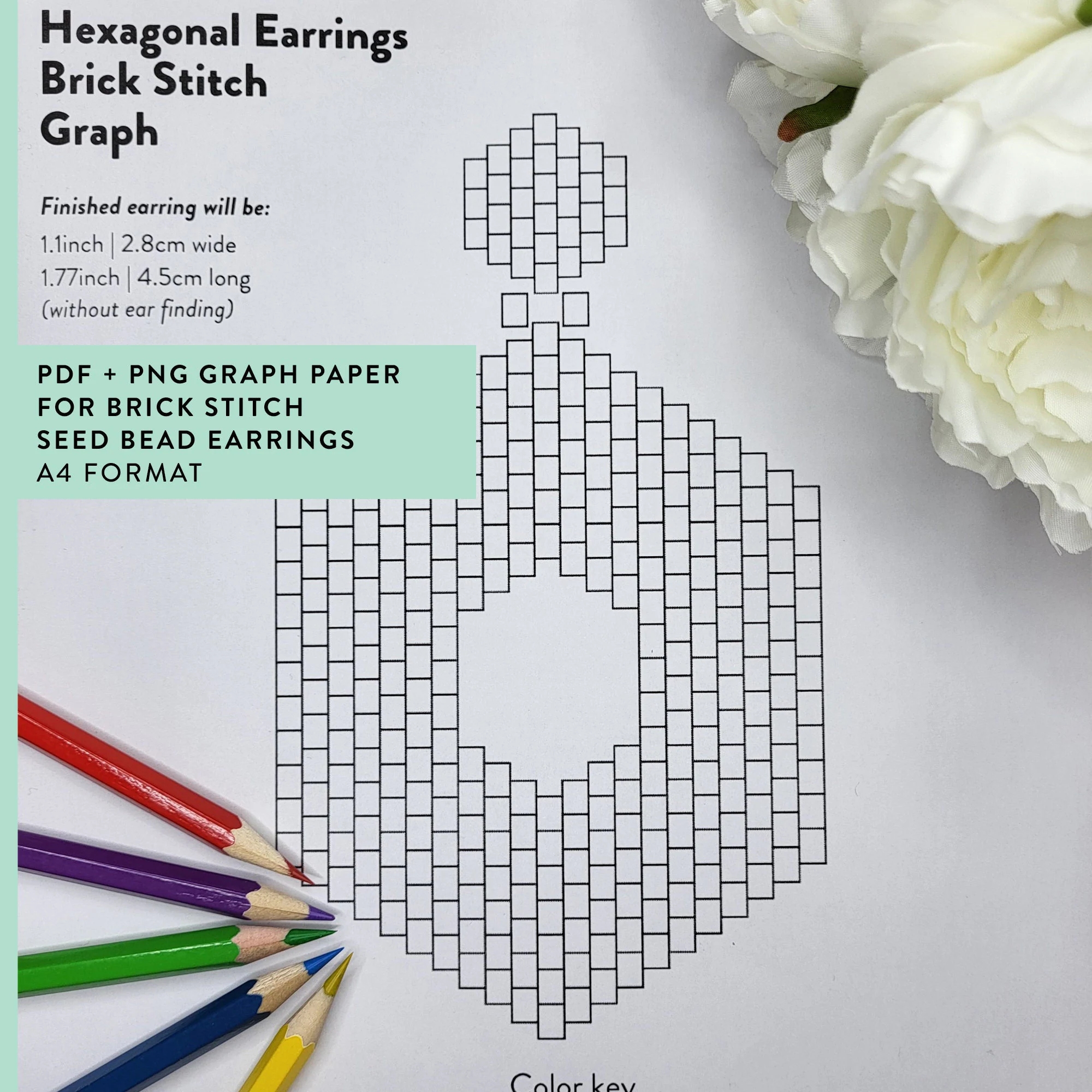 Brick Stitch Beading Graph Paper Beading Paper For Hexagonal Brick Stitch Seed Bead Earring Patterns Design Your Own Bead Earring Pattern Etsy