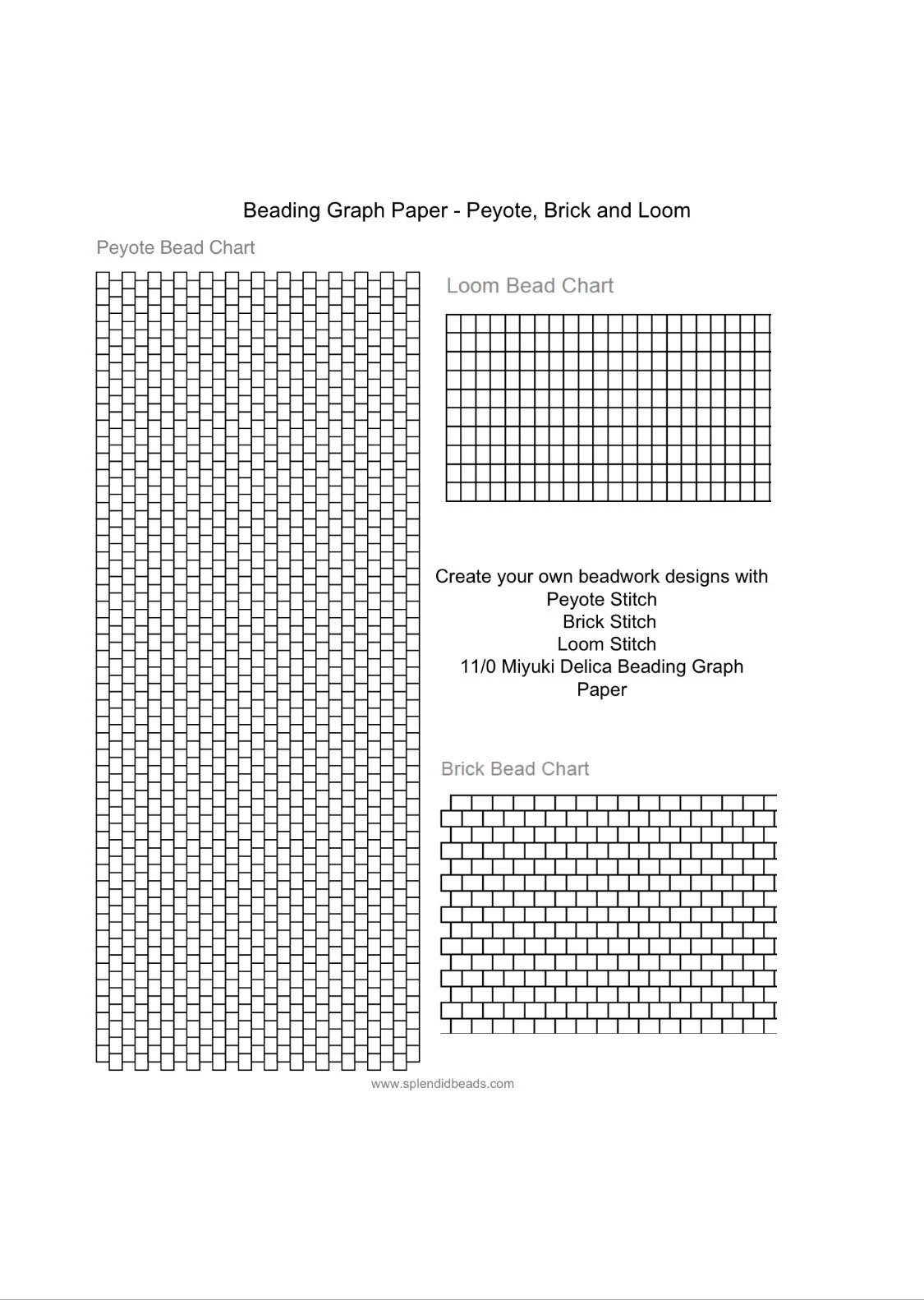 Brick Stitch Peyote Stitch And Loom Stitch Beading Graph Paper 11 0 Miyuki Delica Beading Graph Paper Pattern Sheet Printable PDF Charts Etsy Israel