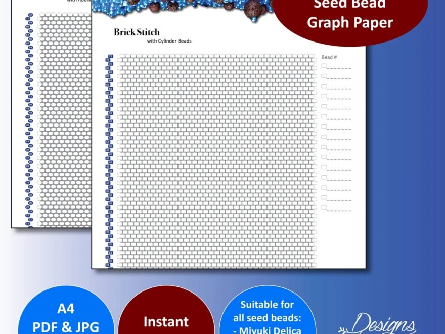 Brick Stitch Seed Bead Graph Paper Use With Round Beads Or Cylinder Beads Miyuki Preciosa Toho Instant Download Printable Files Etsy