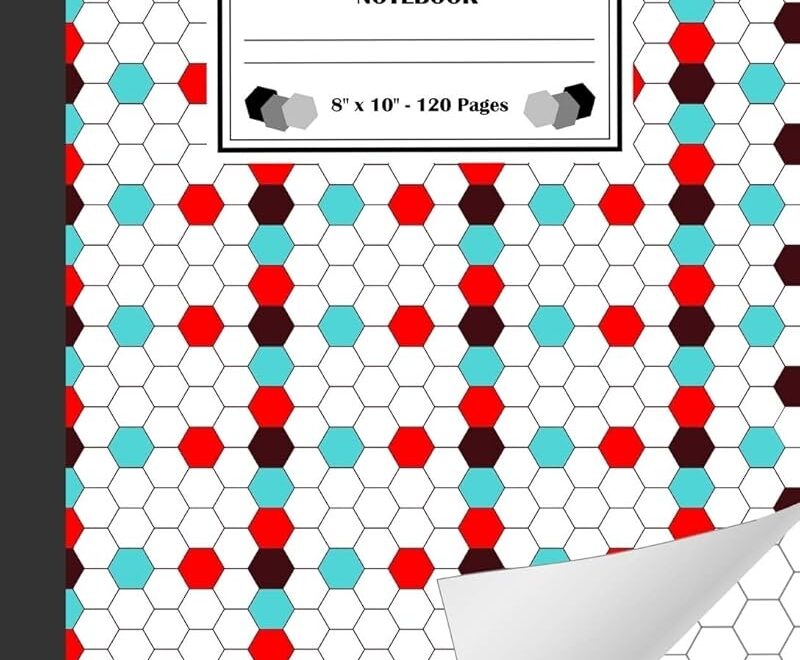 Buy Hexagonal Graph Paper Notebook Hexagon Journal For Drawing Carbon Chains Quilting Art Gaming Tiling And More Each Hexagon Side 0 2 Geometric Hexagons Black Cyan Red Colors Pattern Cover Book Online At