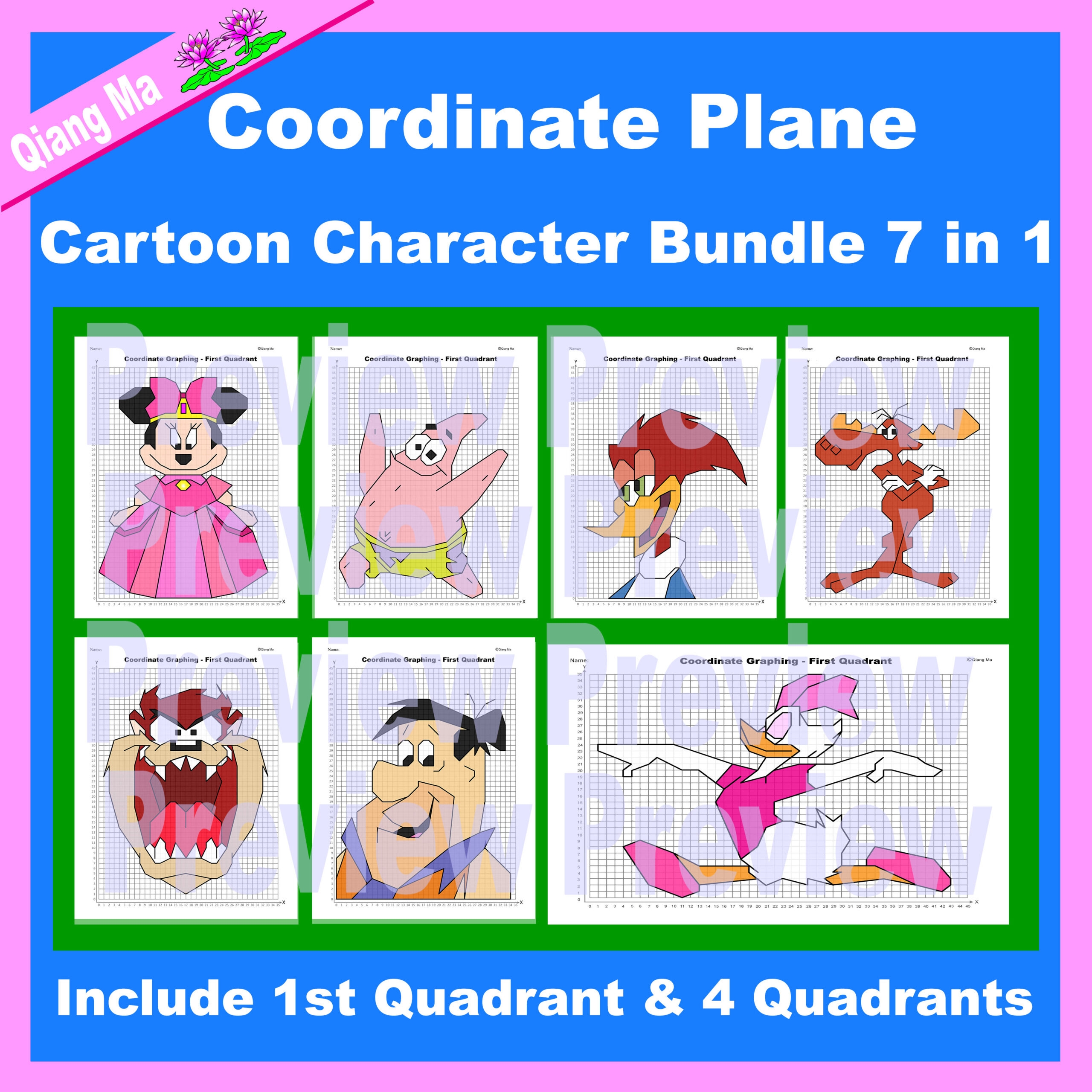 Four Quadrant Graphing Worksheets Cartoon