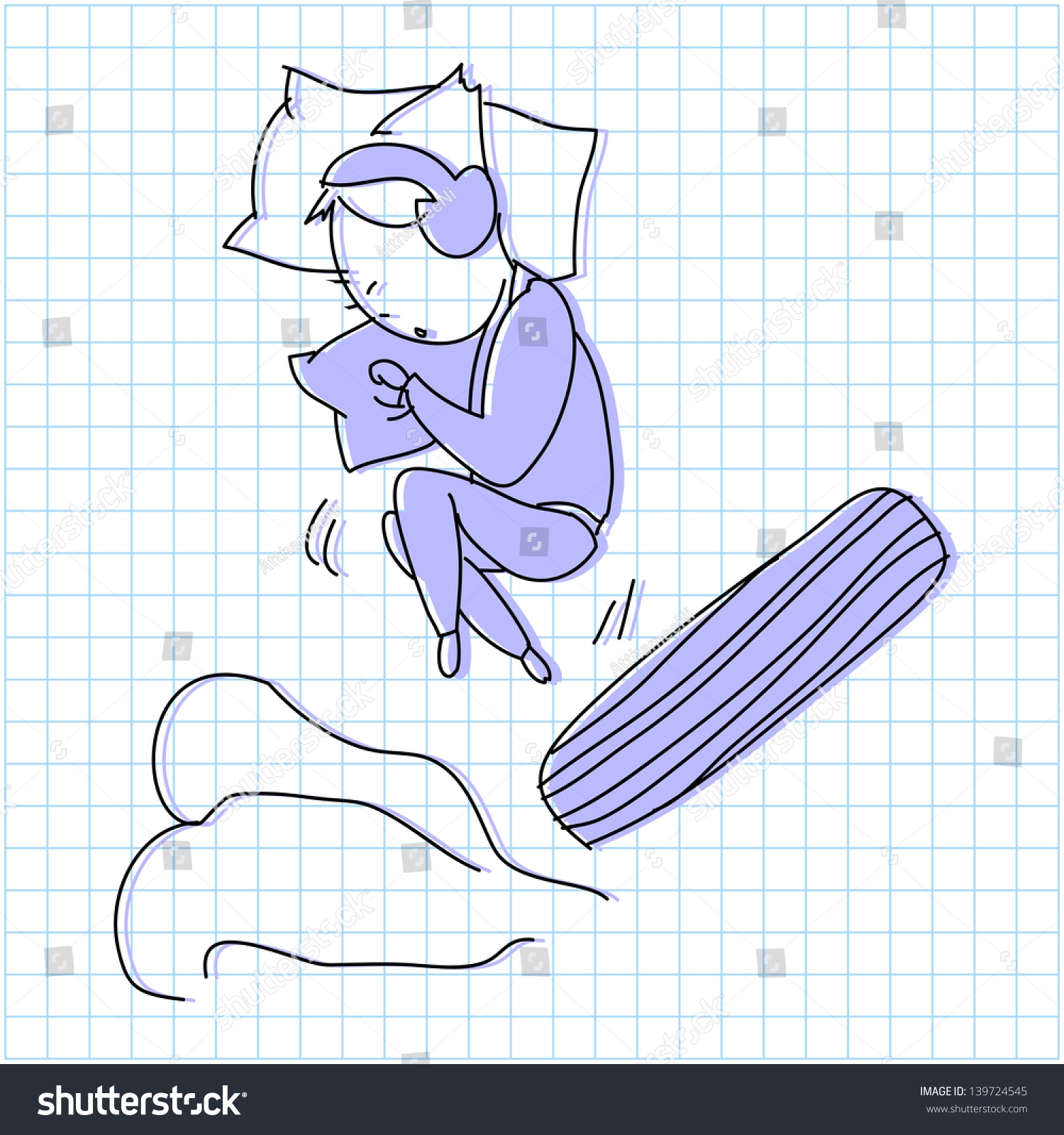 Cartoon Hand Drawing On Graph Paper Stock Vector Royalty Free 139724545 Shutterstock