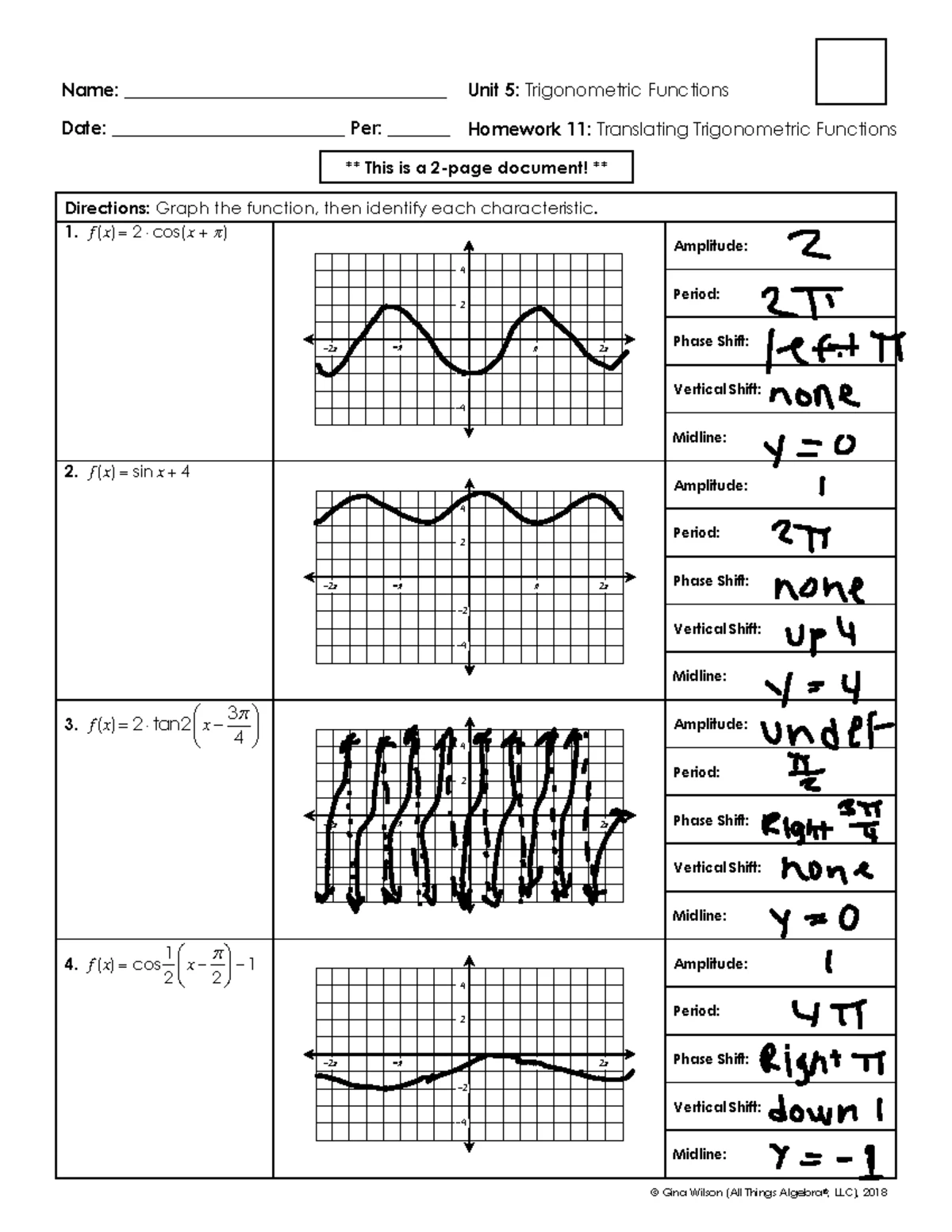 Circles Worksheet Finding Radius Diameter Area And Circumference Studocu