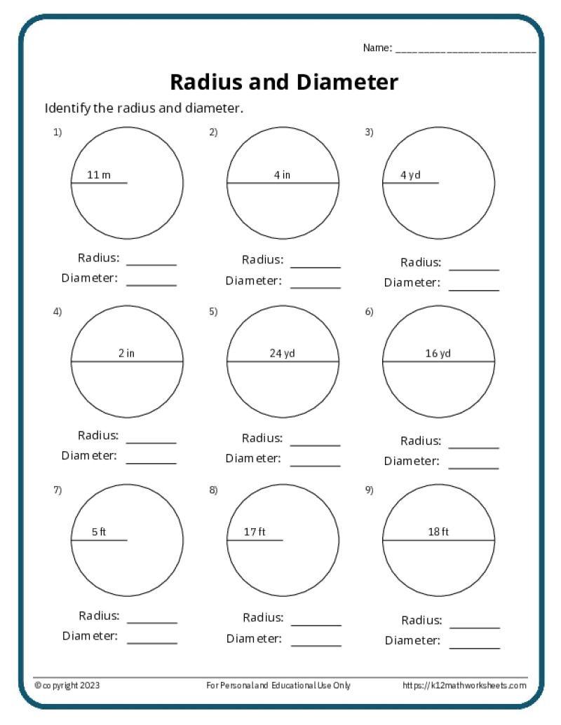 Circles Worksheets K12 Math Worksheets
