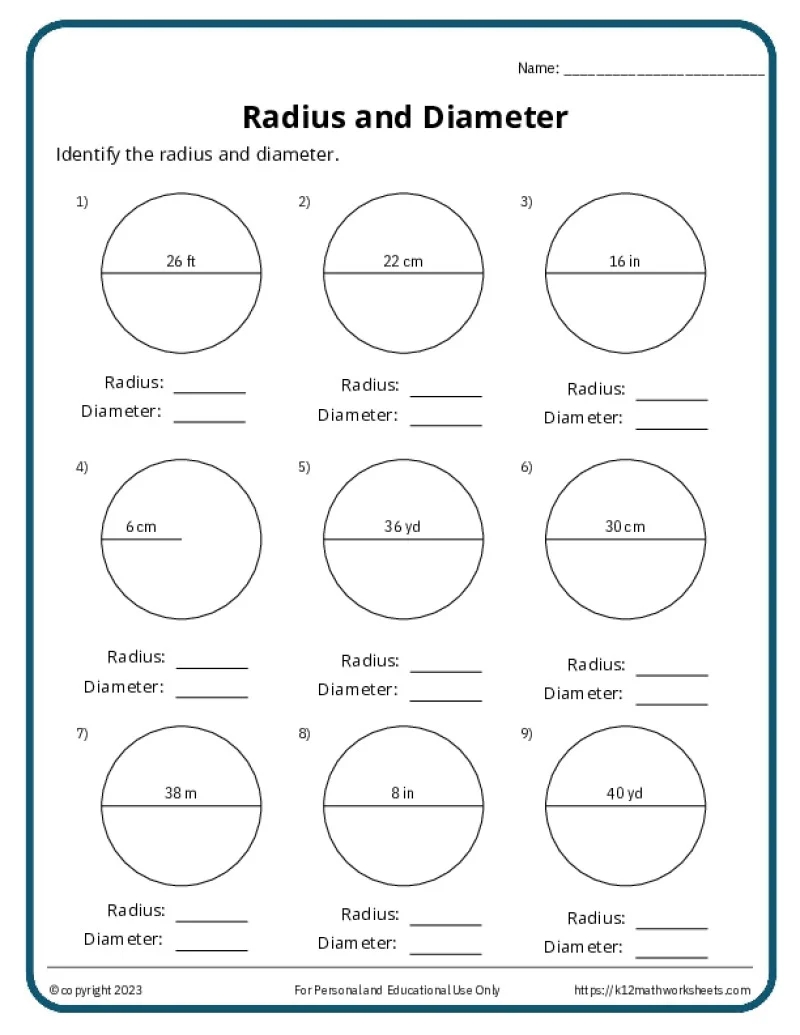 Circles Worksheets K12 Math Worksheets