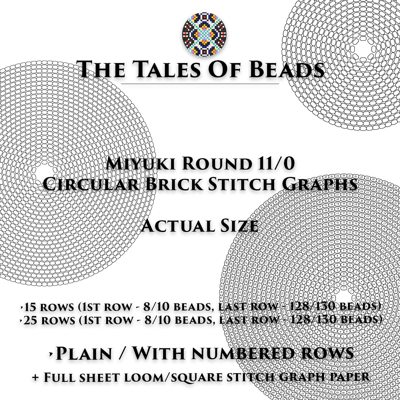 Circular Brick Stitch Graph Paper 11 0 Miyuki Round Actual Size Seed Beading Graphs Crealandia