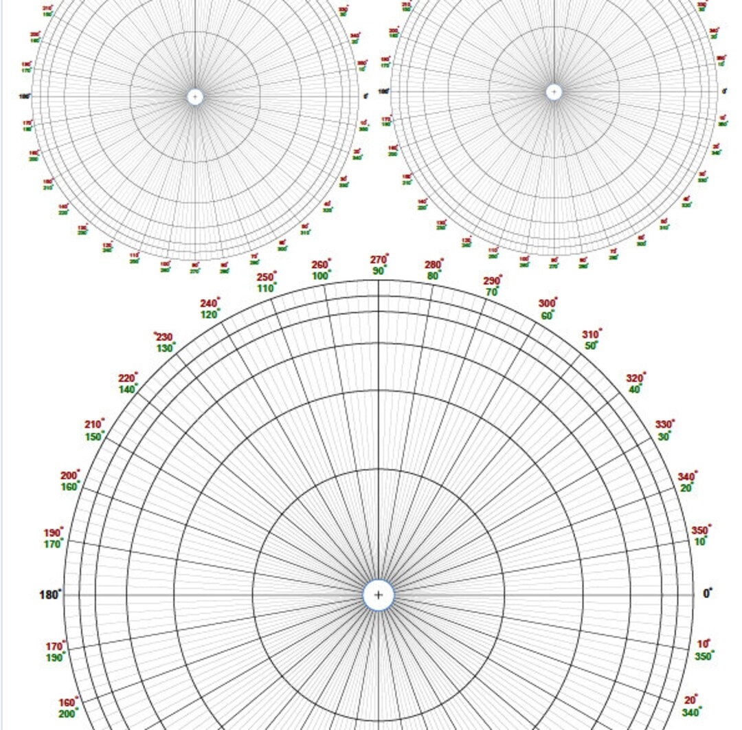 Circular Polar Graph Templates Fibonacci Quilling Board Etsy