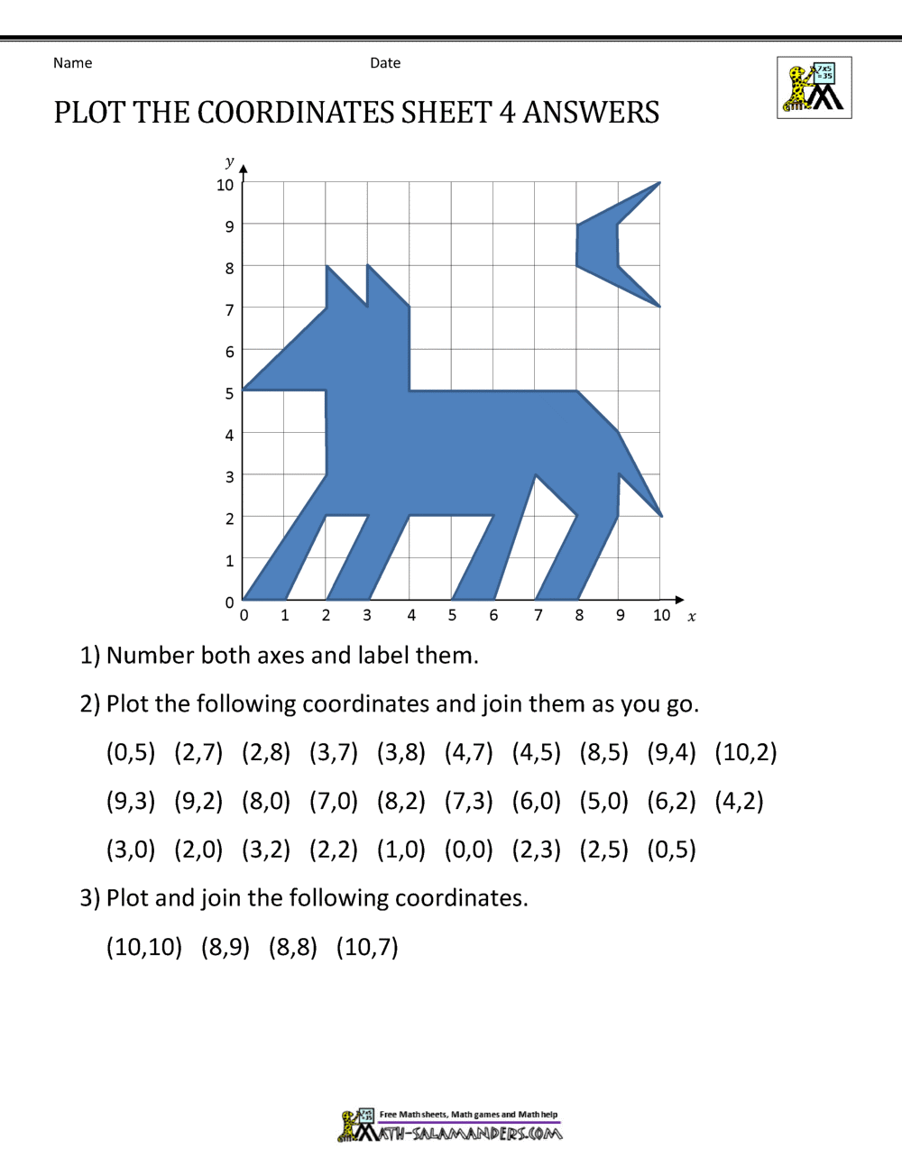 Coordinate Worksheets Coordinate Worksheets