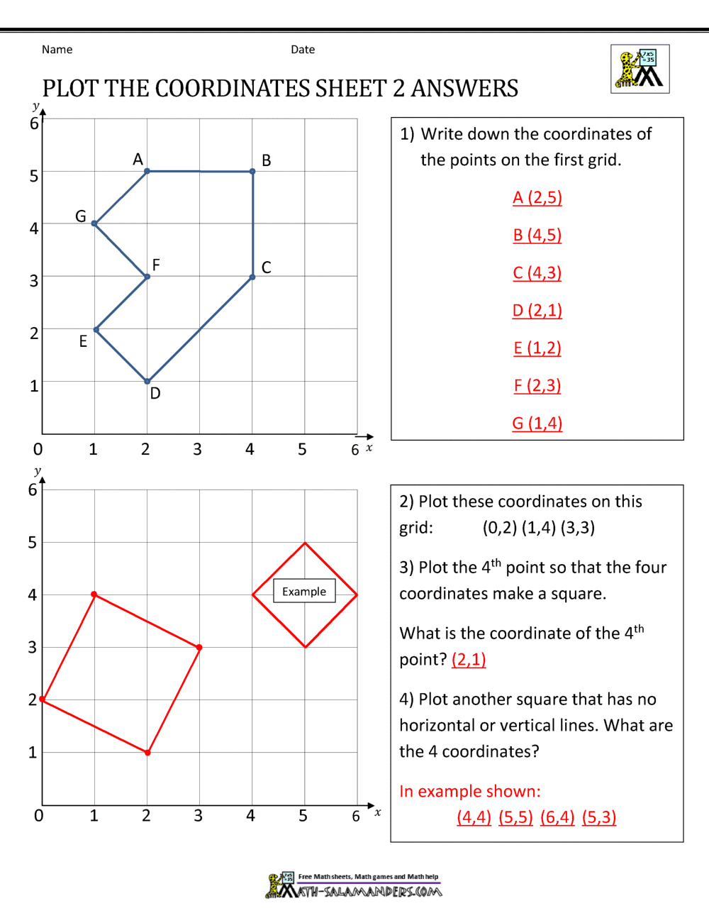 Coordinate Worksheets