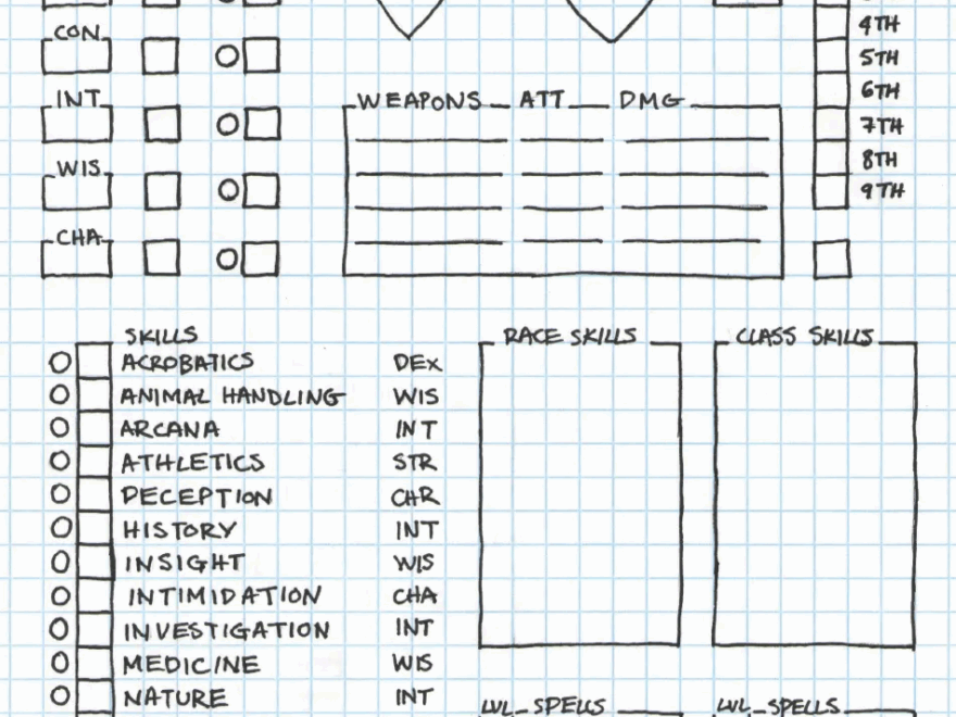 D d Character Sheet Graph Paper Download Printable PDF Templateroller