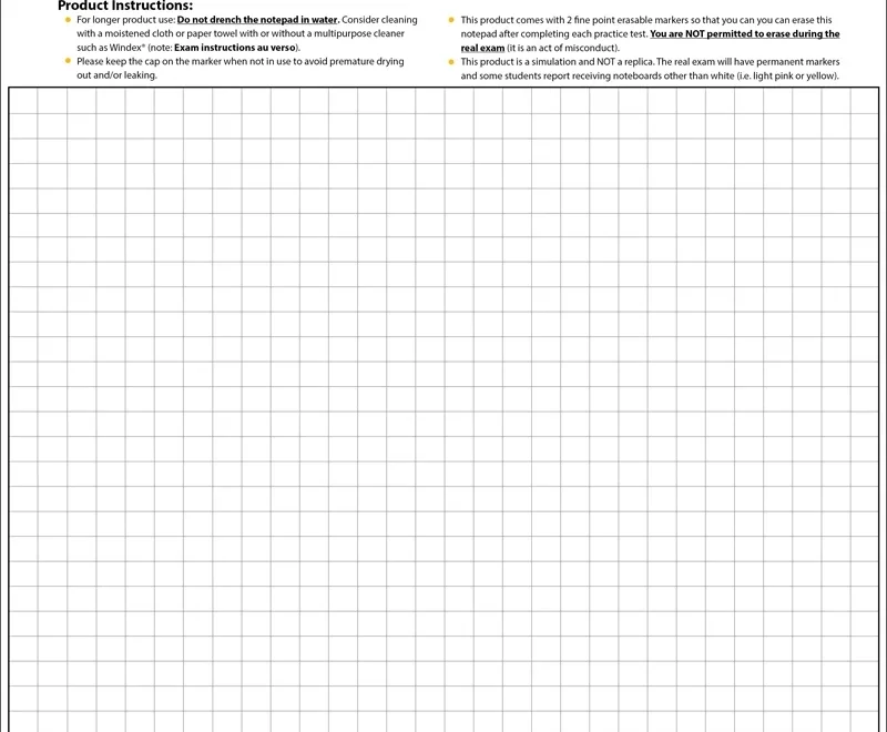 DAT Prep Erasable Noteboard Booklet Notepad With Wet Erase Markers