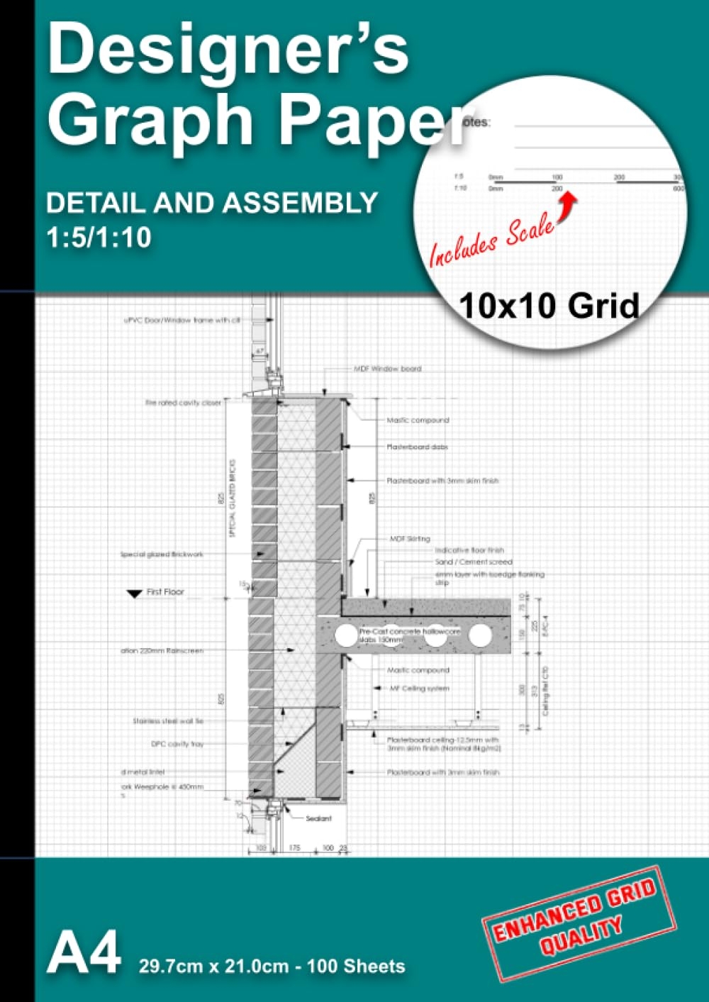 Designers A4 Graph Paper Detail Assembly 10x10 Grid Scale 1 5 1 10 Plan Survey And Sketching For All Architectural And Engineering Designers Also Suitable For The Occasional User Boyes Brandon Amazon Books