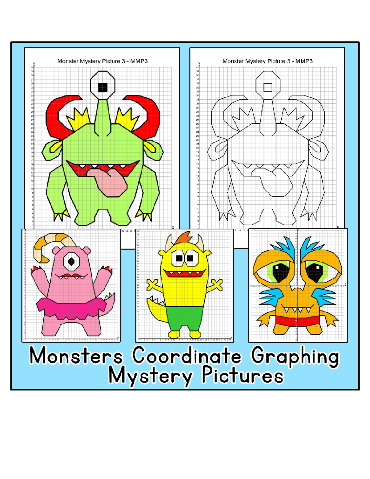 Document Good Monsters Coordinate Graphing Mystery Picture Worksheets Practice Plotting Ordered Studocu