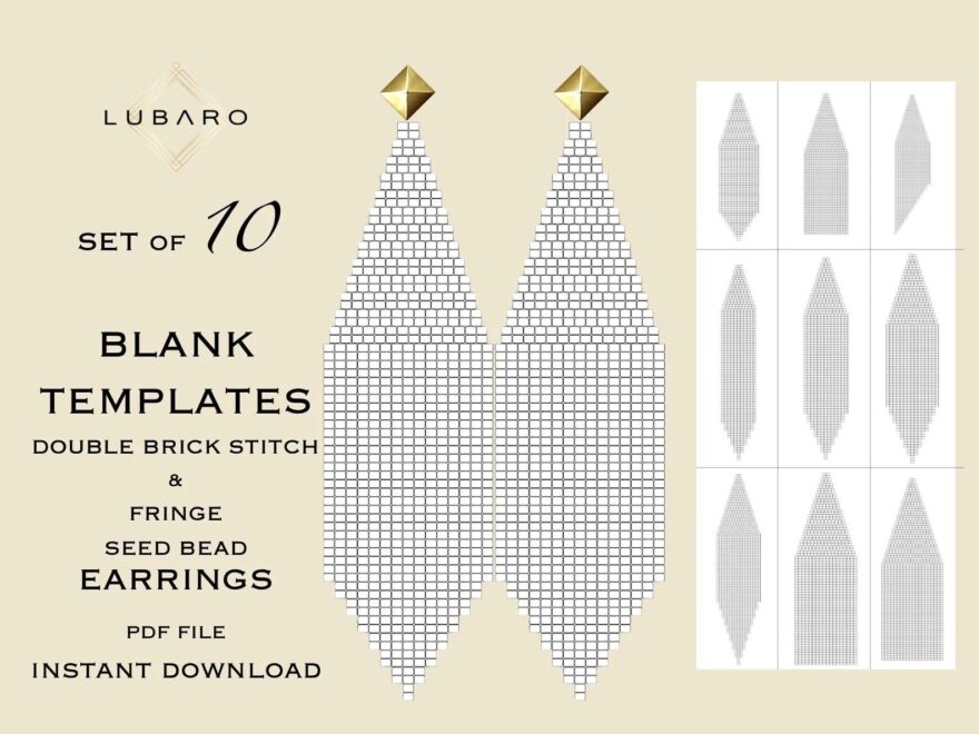 Double Brick Stitch Earrings Blank Template Seed Bead Earrings Paper Template Row Paper Bead Graph Fringe Earrings Bead Graph Etsy