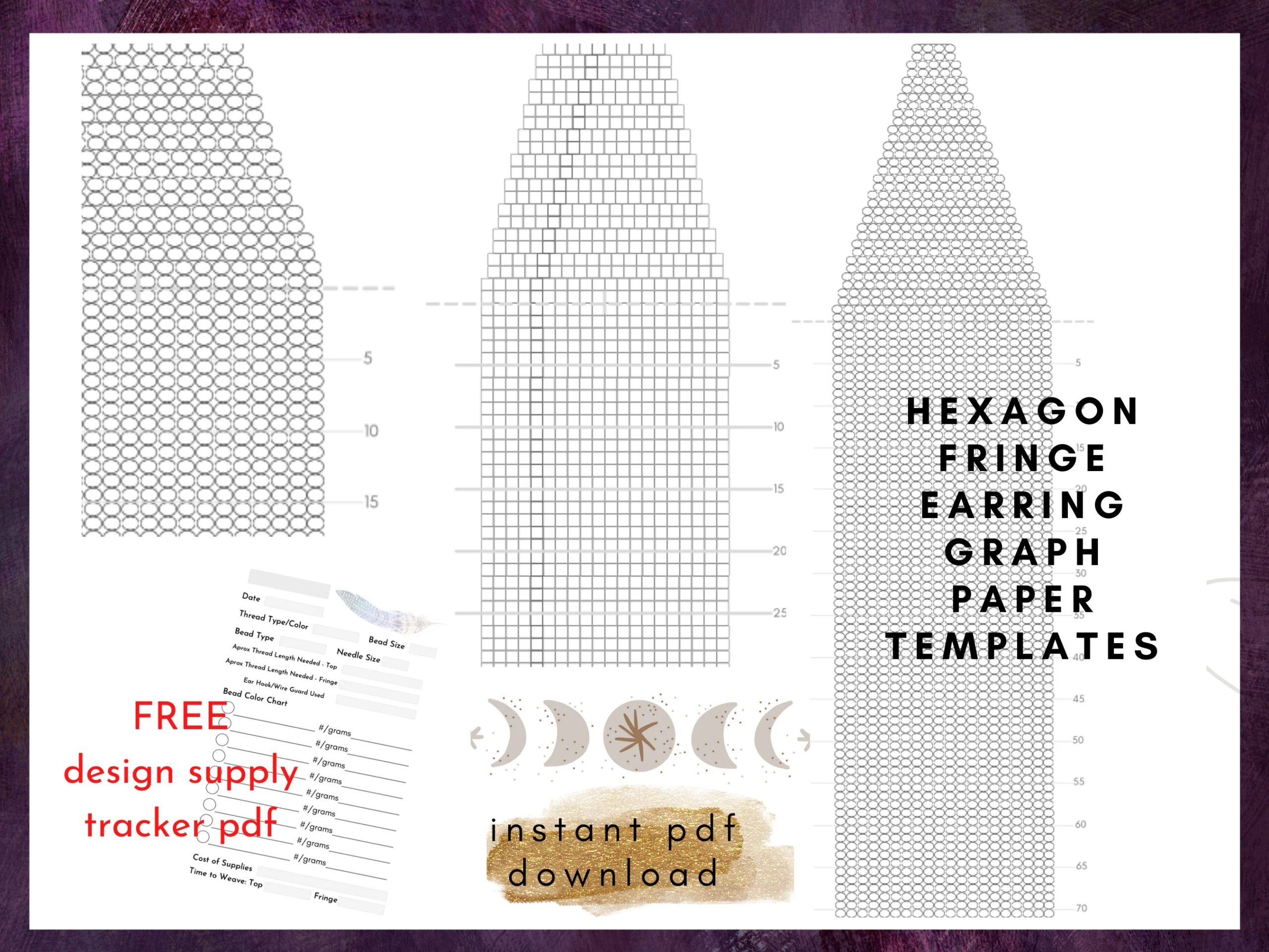 Double Brick Stitch Fringe Earring Graph Paper Template For Delica And Seed Bead PDF Download With FREE Supply Tracker Sheet Etsy Canada