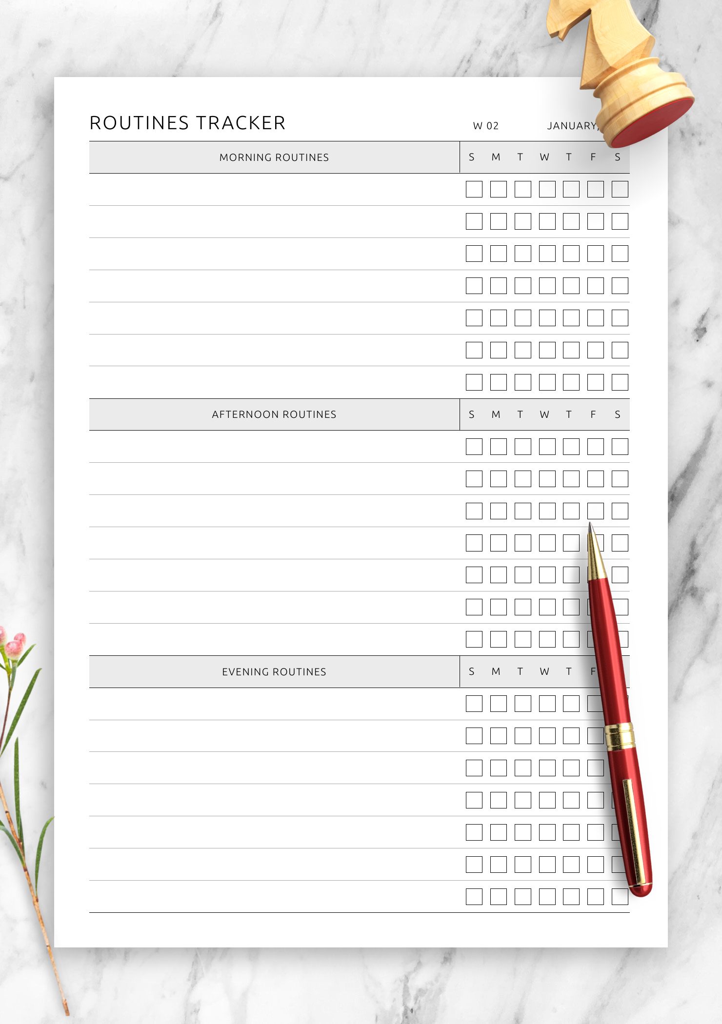 Download Printable Morning Afternoon And Evening Routine Template PDF