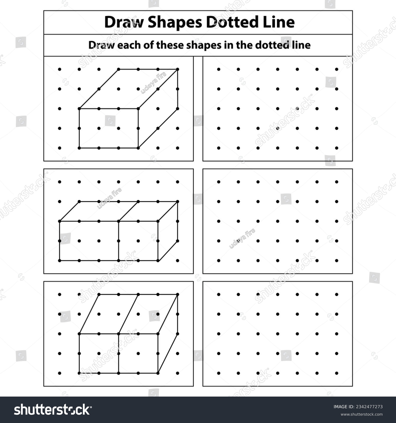 Draw Shapes Dotted Line Exercise Dots Stock Vector Royalty Free 2342477273 Shutterstock