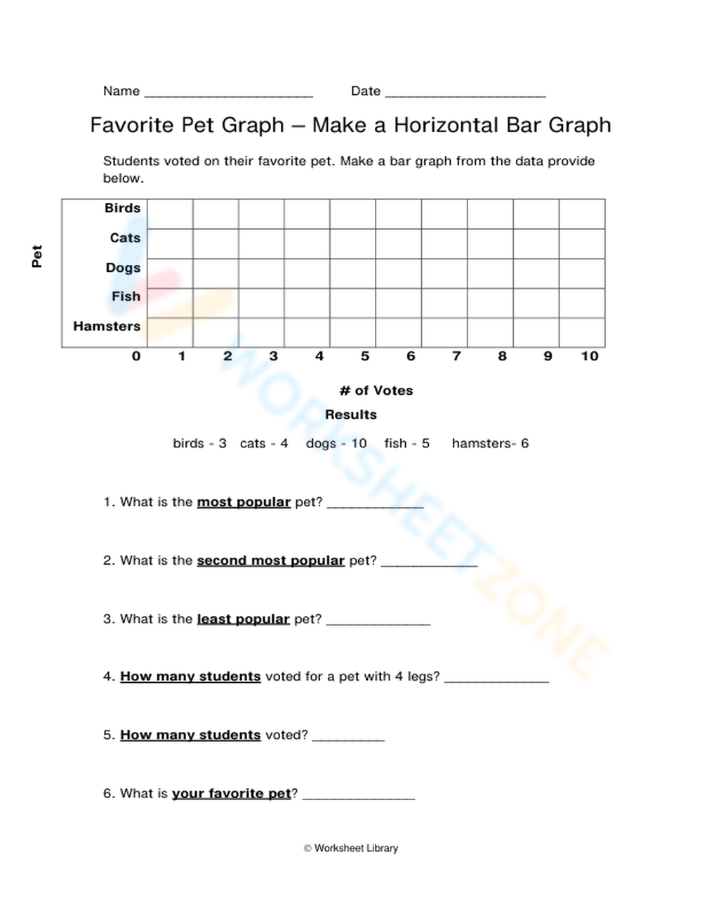Horizontal Bar Graph Worksheet