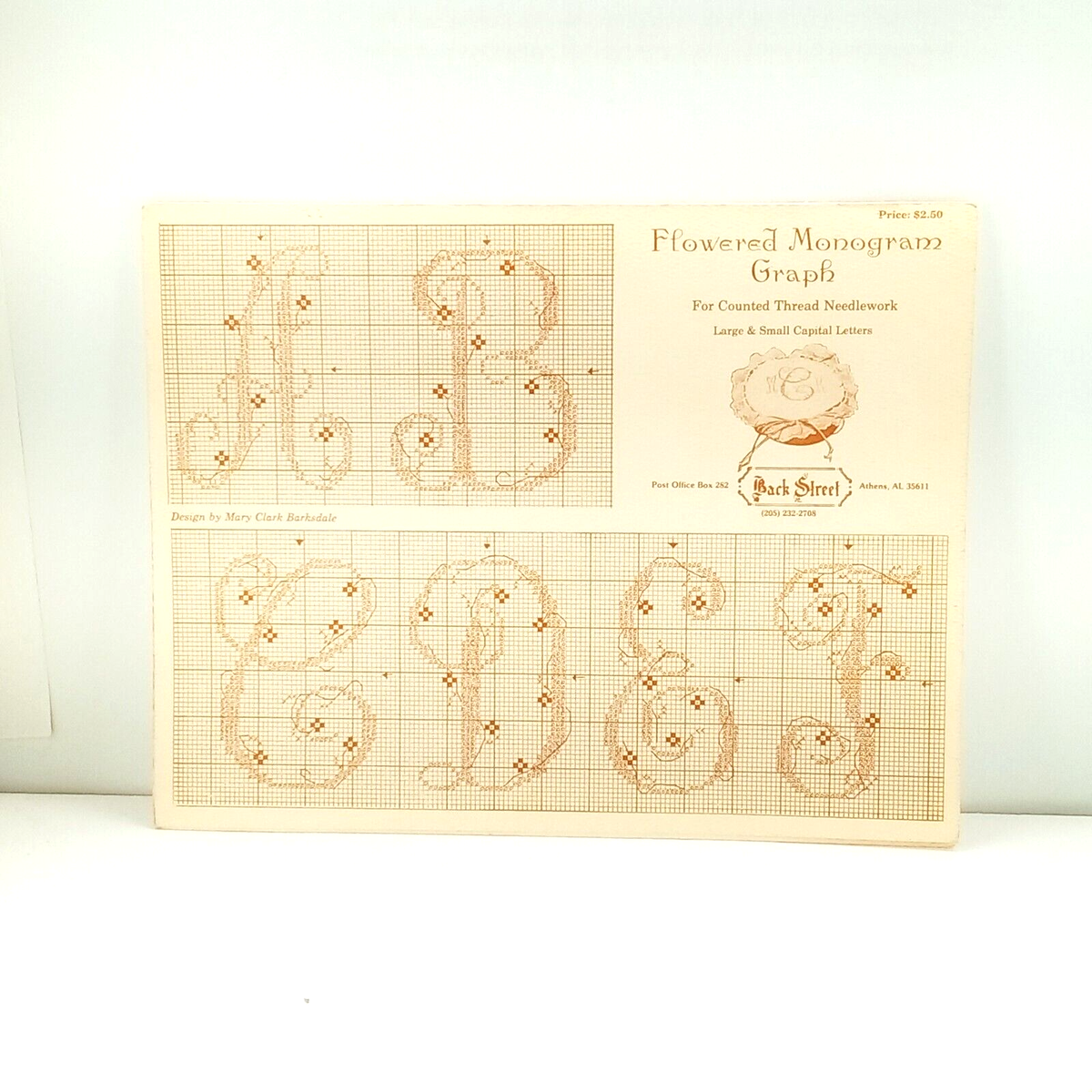 Flowered Monogram Graph Cross Stitch Pattern Booklet 1981 Back Street EBay