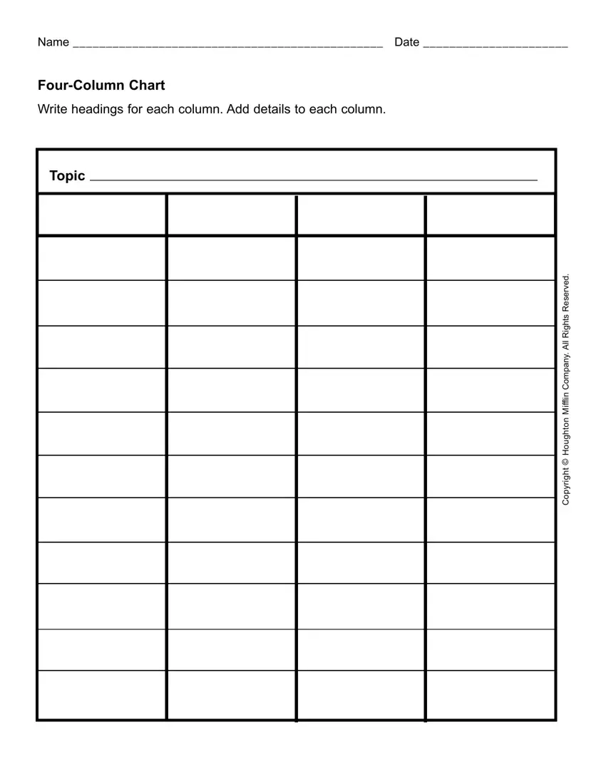 Four Column Chart Blank Fill Out Printable PDF Forms Online Four Column Chart Blank Fill Out Printable PDF Forms Online