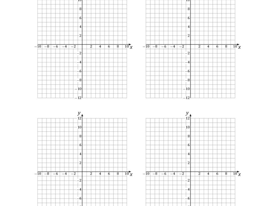 Four Quadrant Coordinate Graph Paper X 10 10 Y 12 12 4 Grids