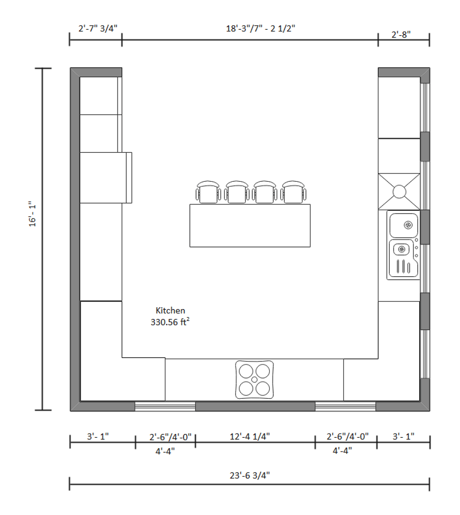 Kitchen Corner Layout On Graph Paper