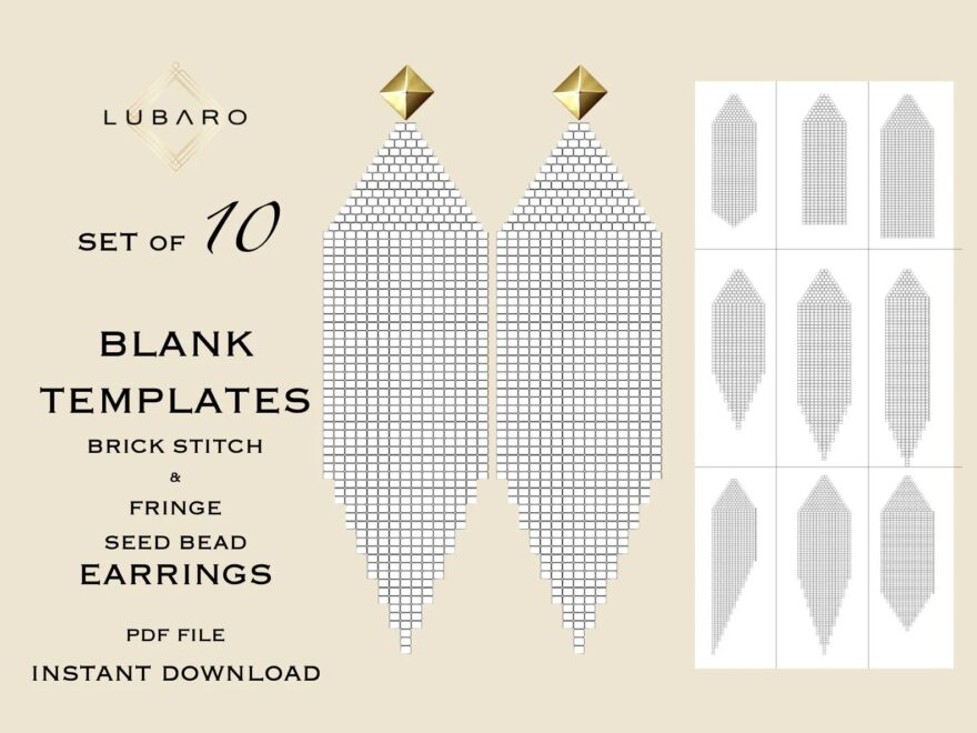 Fringe Earrings Bead Graph Brick Stitch Earrings Blank Template Seed Bead Earrings Paper Template Row Paper Bead Graph Etsy