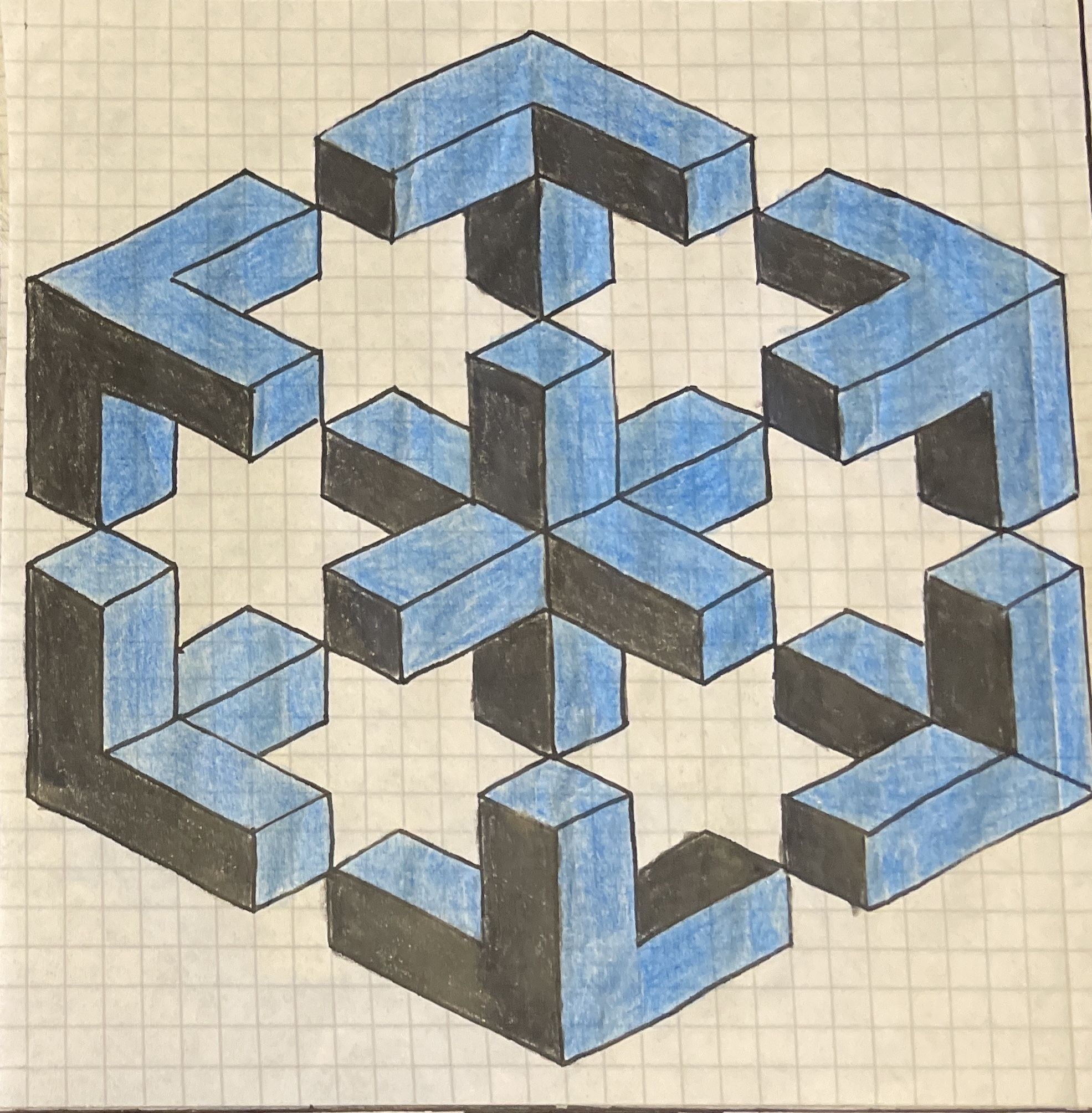 Geometric Pattern Art On Graph Paper