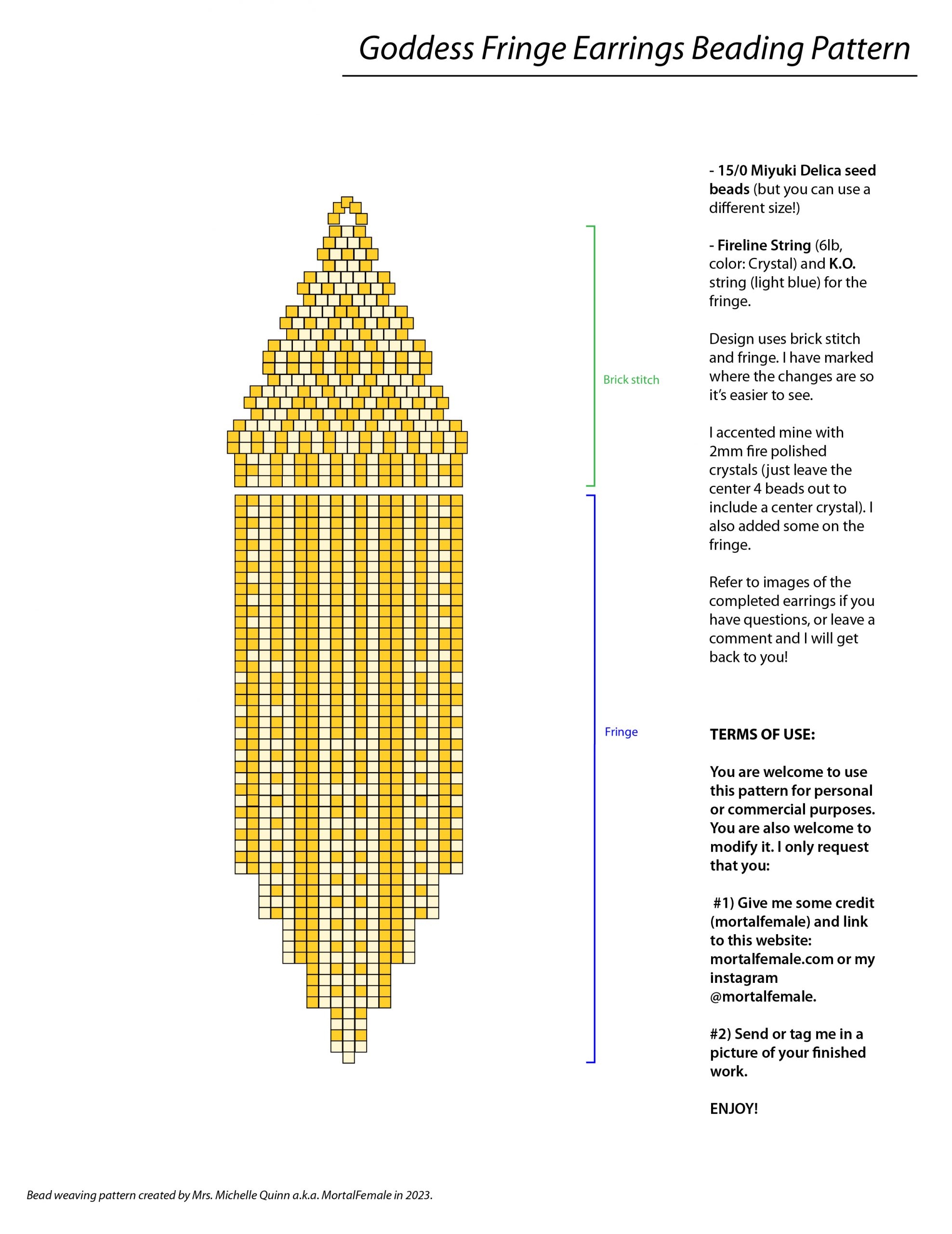 Beaded Fringe Earring Graph Paper