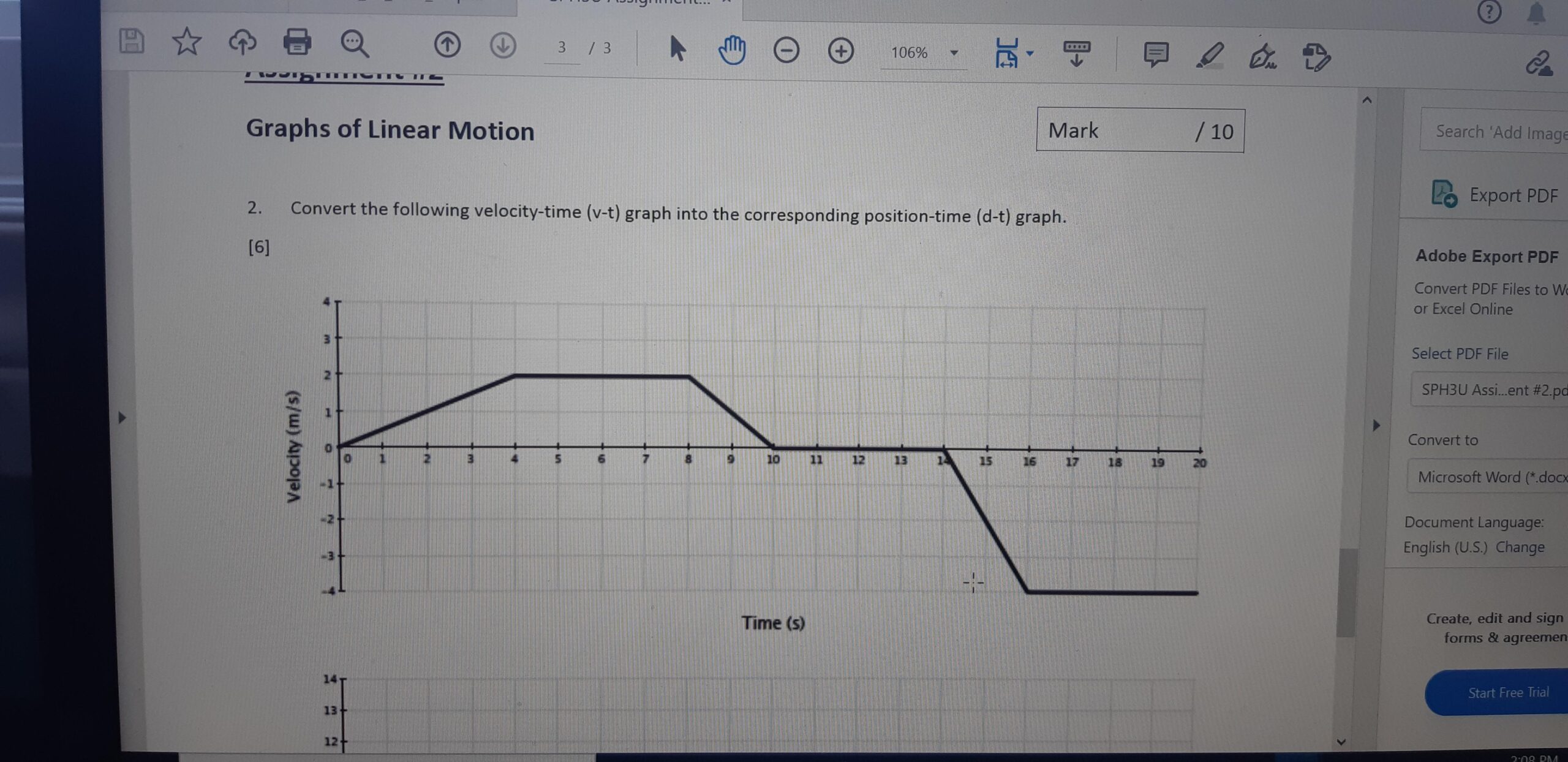 Trapezoid Position Time Graph