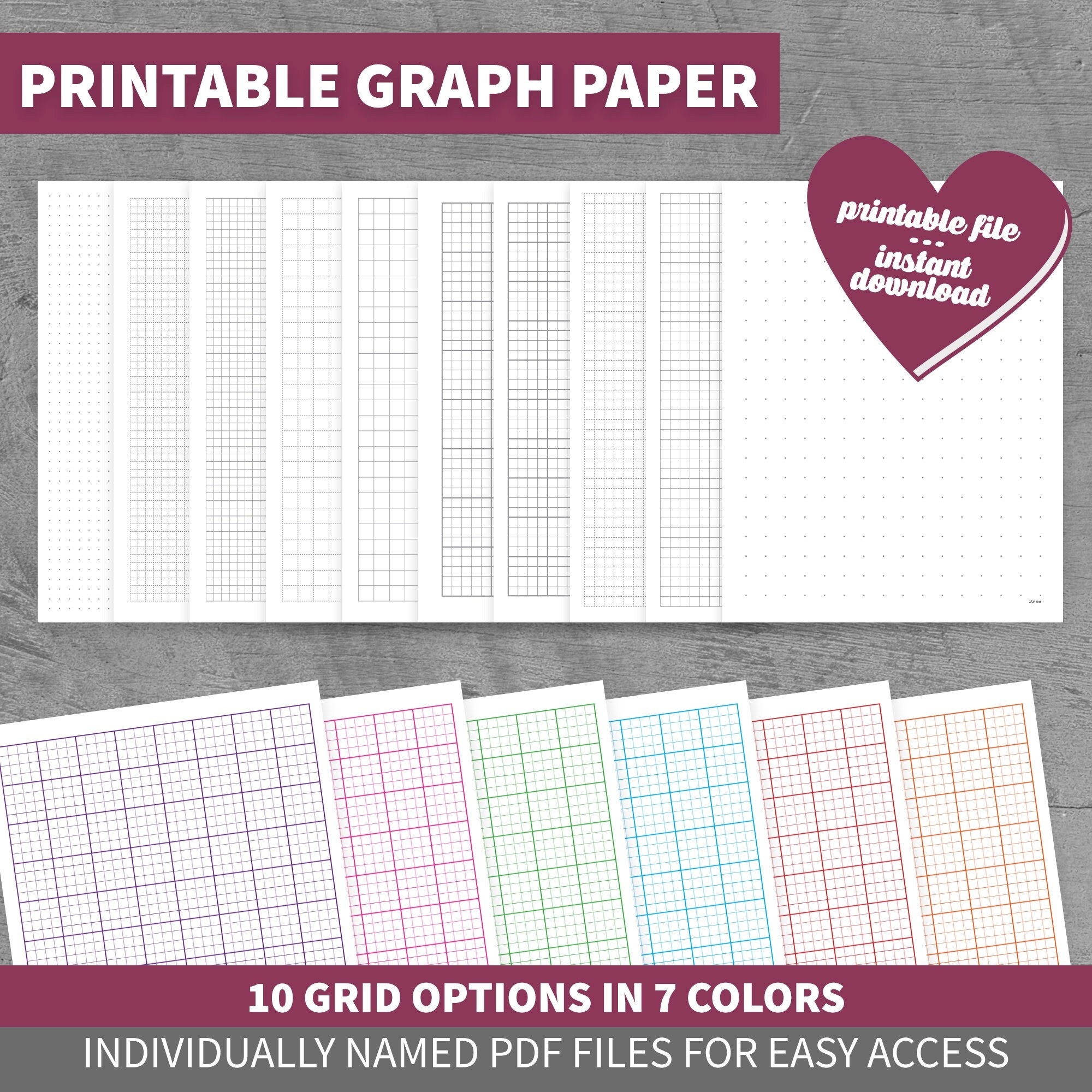 Graph Paper 10 Options 7 Colors Grid Dot Printable Download PDF Etsy Graph Paper 10 Options 7 Colors Grid Dot Printable Download PDF Etsy