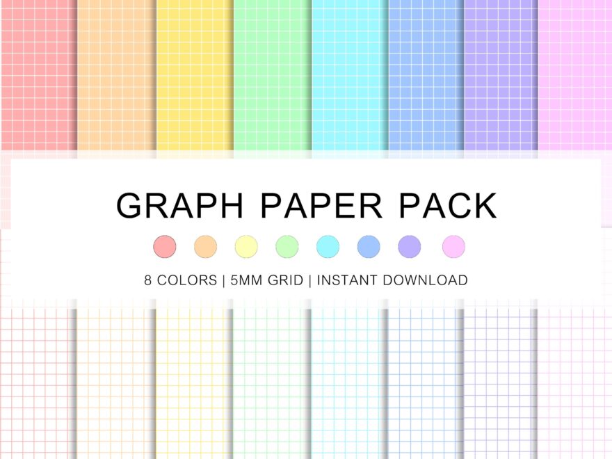 Graph Paper Bundle Of 16 Templates Rainbow Colors Printable And Digital Notebook Paper 5 Mm Graph Grid A4 Letter Instant Download PDF Etsy