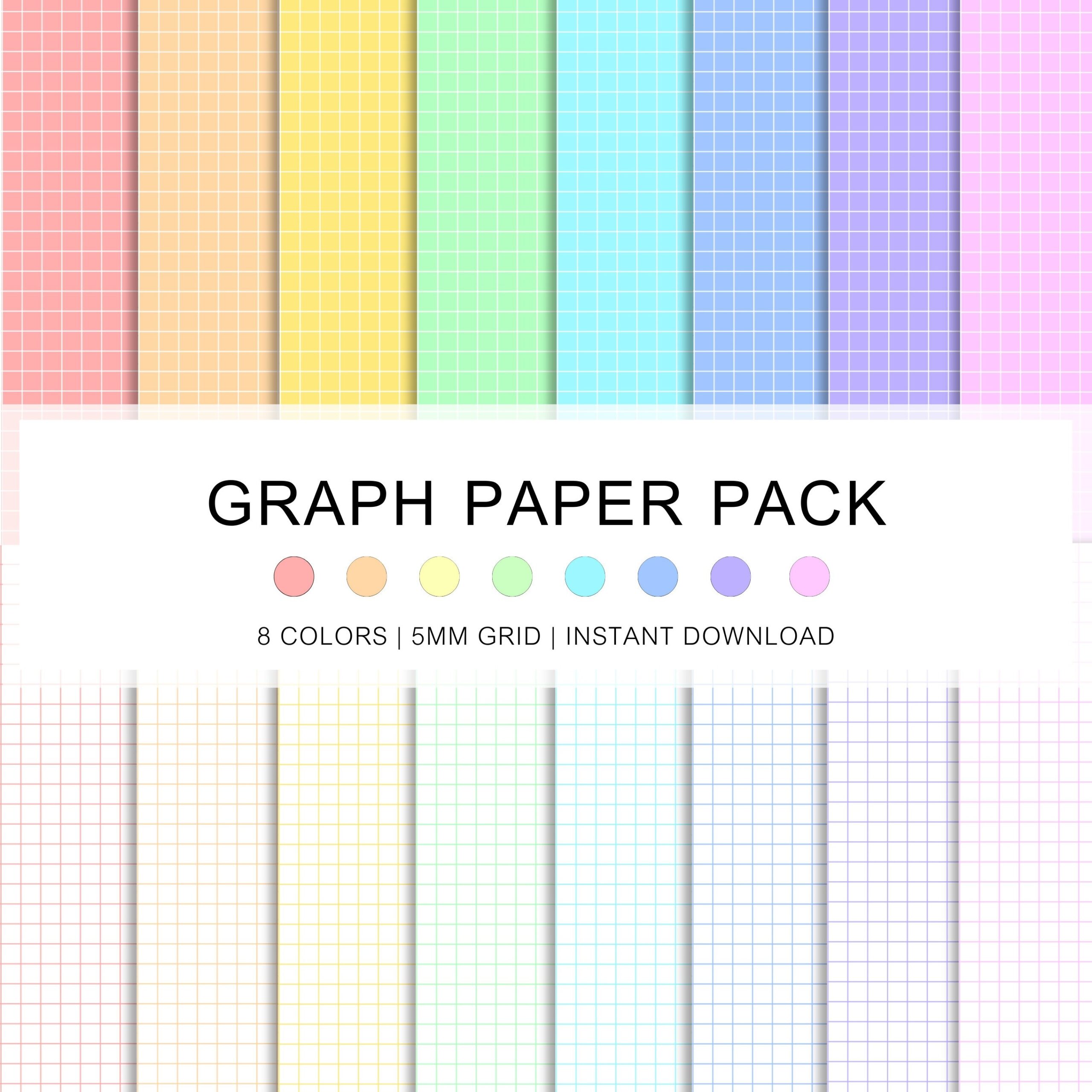 Graph Paper Bundle Of 16 Templates Rainbow Colors Printable And Digital Notebook Paper 5 Mm Graph Grid A4 Letter Instant Download PDF Etsy