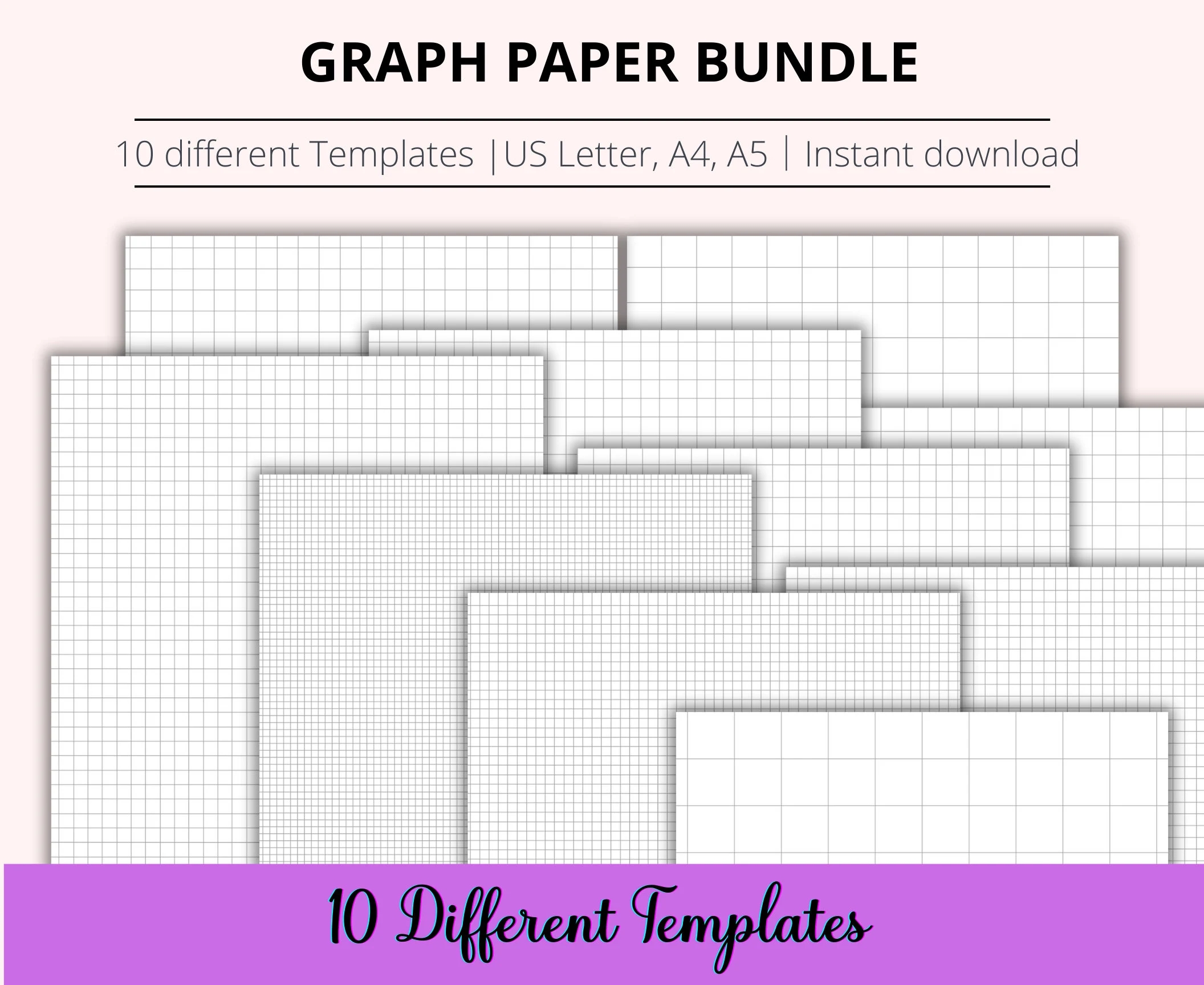 Graph Paper Bundle Printable Graph Grid Paper Squared Paper Digital Template For Goodnotes Notability Ipad Android Small Grid Big Grid Etsy