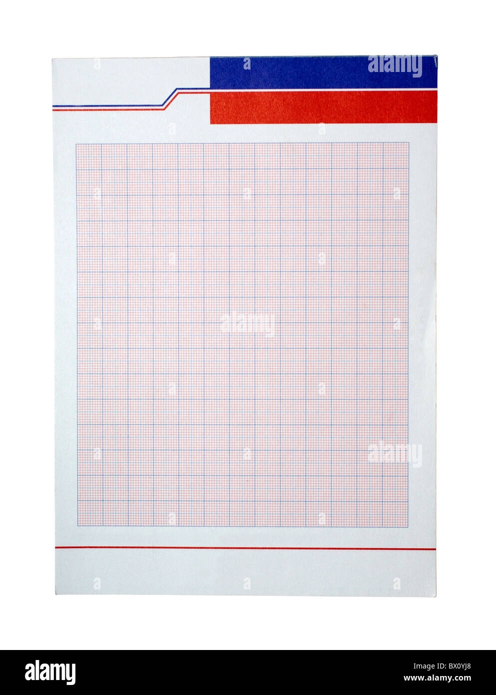 Graph Paper In Red With Blue Colors Isolated On White Background Copy Space Stock Photo Alamy