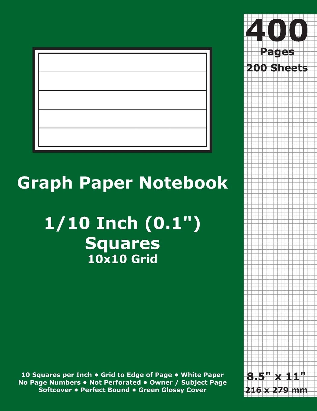 Graph Paper Notebook 0 1 Inch 1 10 In Squares 8 5 X 11 21 6 Cm X 27 9 Cm 400 Pages 200 Sheets 10x10 Quad Ruled Grid White Paper Green Glossy Cover Journal Cactus Publishing Graph Paper Notebook 0 1 Inch 1 10 In Squares 8 5 X 11 21 6 Cm X 27 9 Cm 400 Pages 200 Sheets 10x10 Quad Ruled Grid White Paper Green Glossy Cover Journal Cactus Publishing