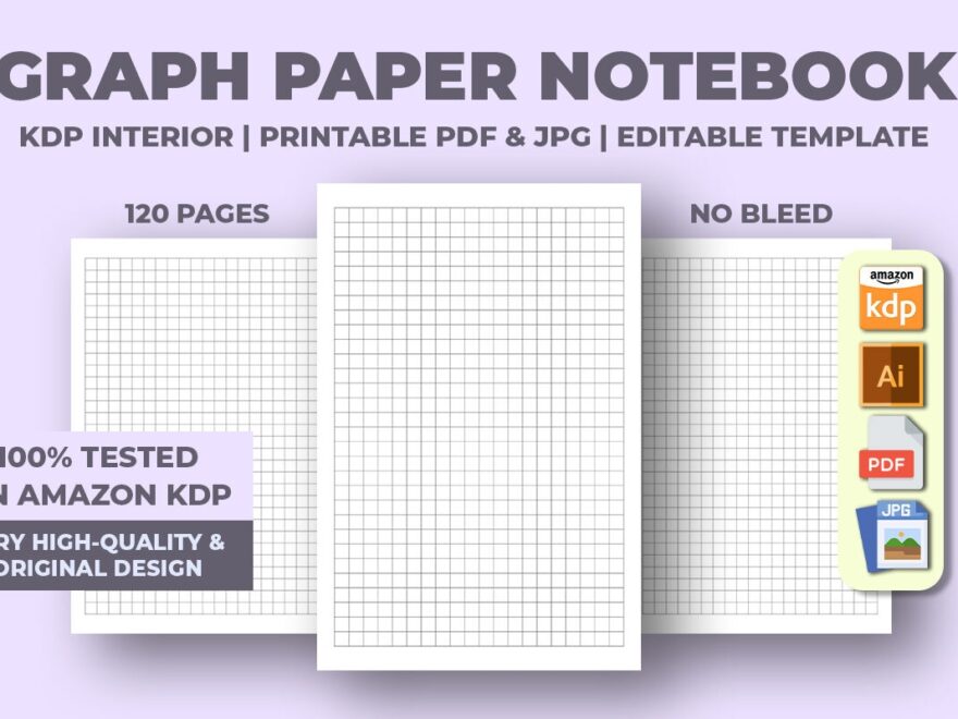 Graph Paper Notebook KDP Interior By M9 Design TheHungryJPEG